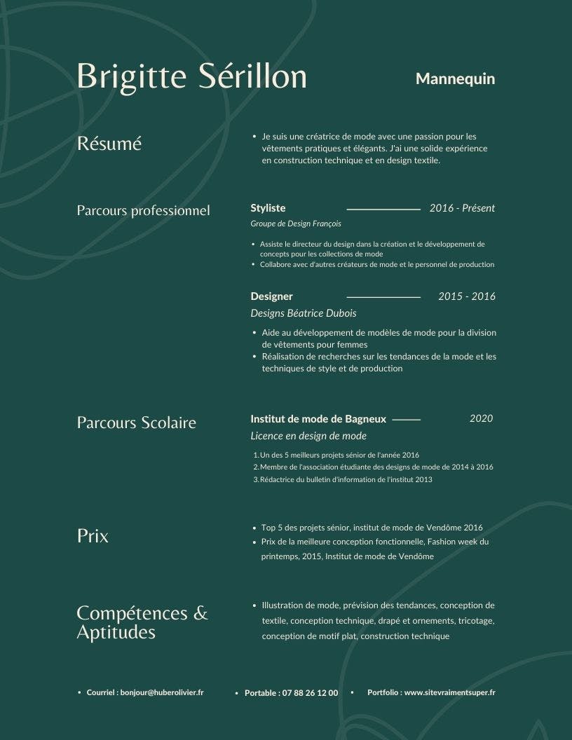 Modèle de CV pour le luxe
