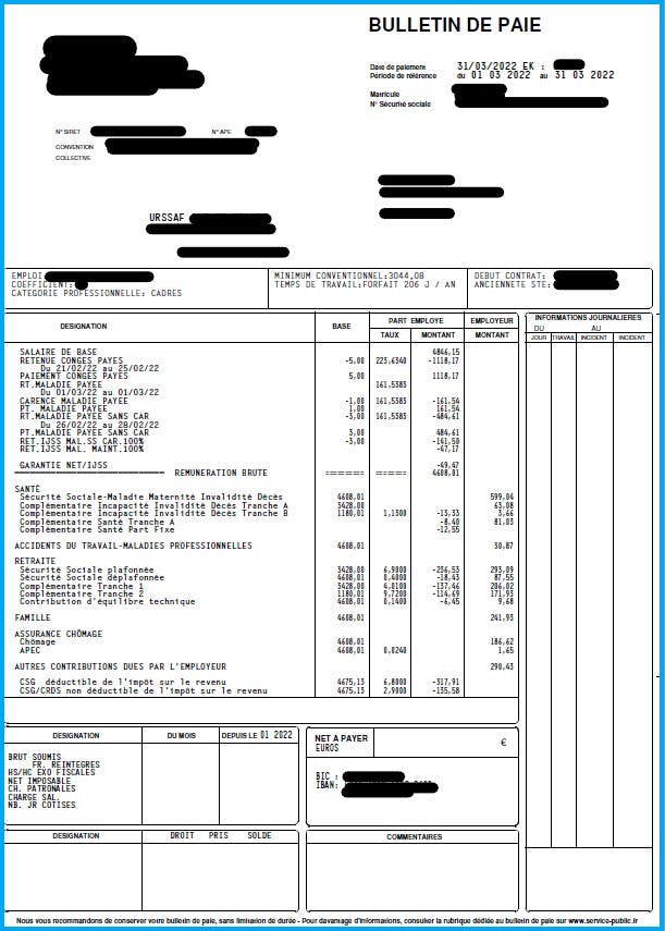 Exemple fiche de paie 1