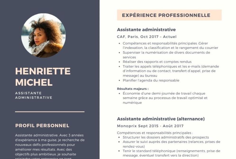 Exemple de CV d’assistant administratif - Cadremploi