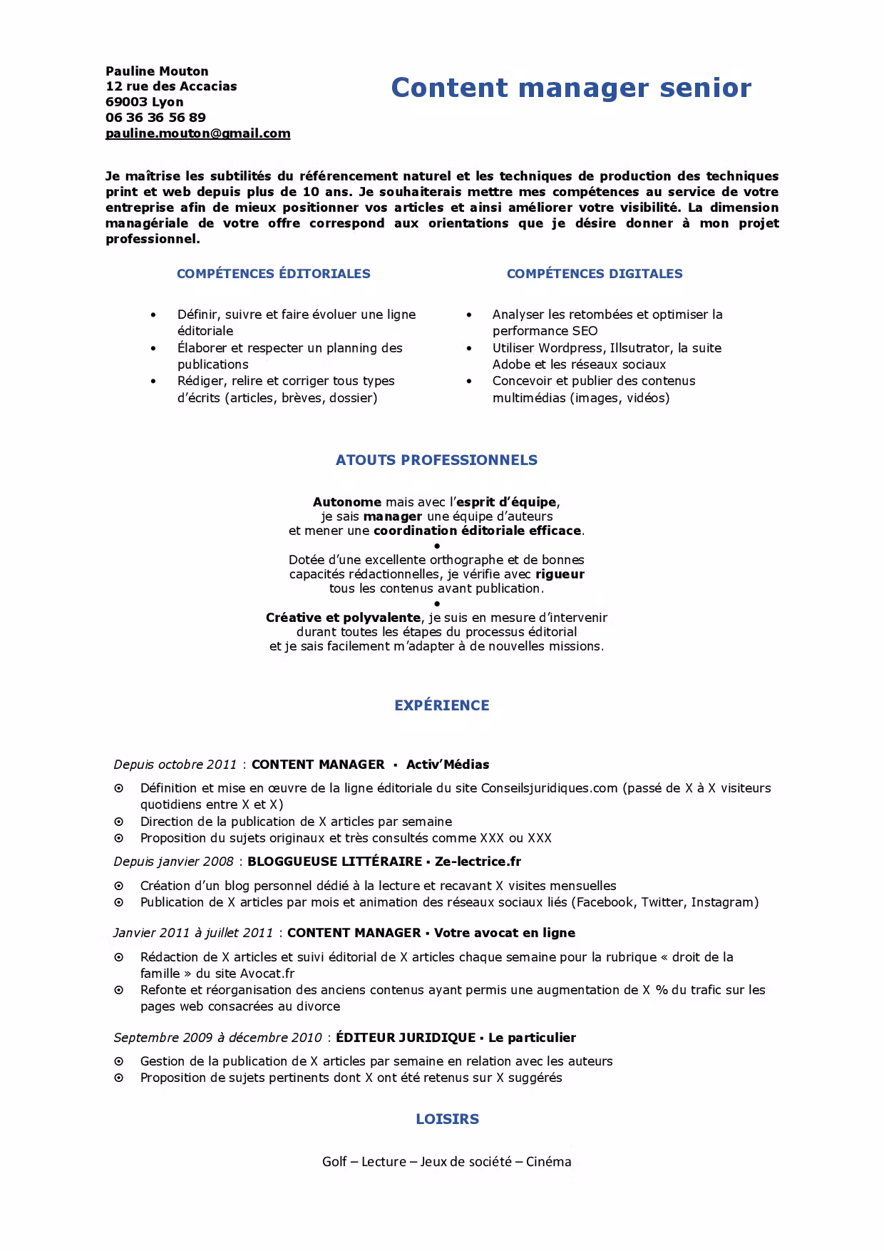 Exemple de bon CV par compétences