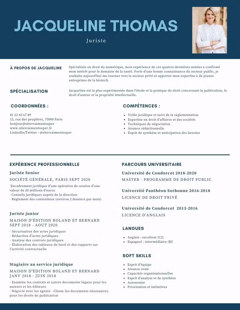 Modèle de CV juriste