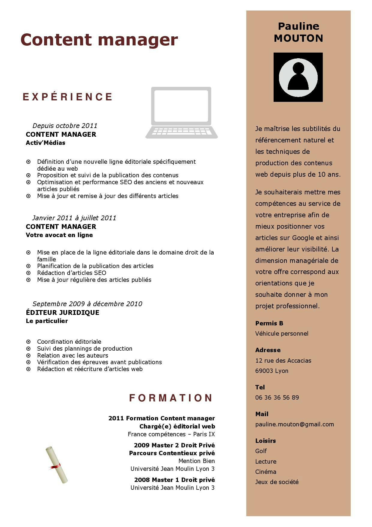 Exemple de CV moderne réalisé avec Word