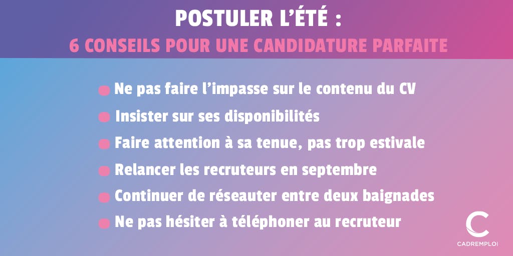 Infographie 6 conseils pour une candidature parfaite l'été