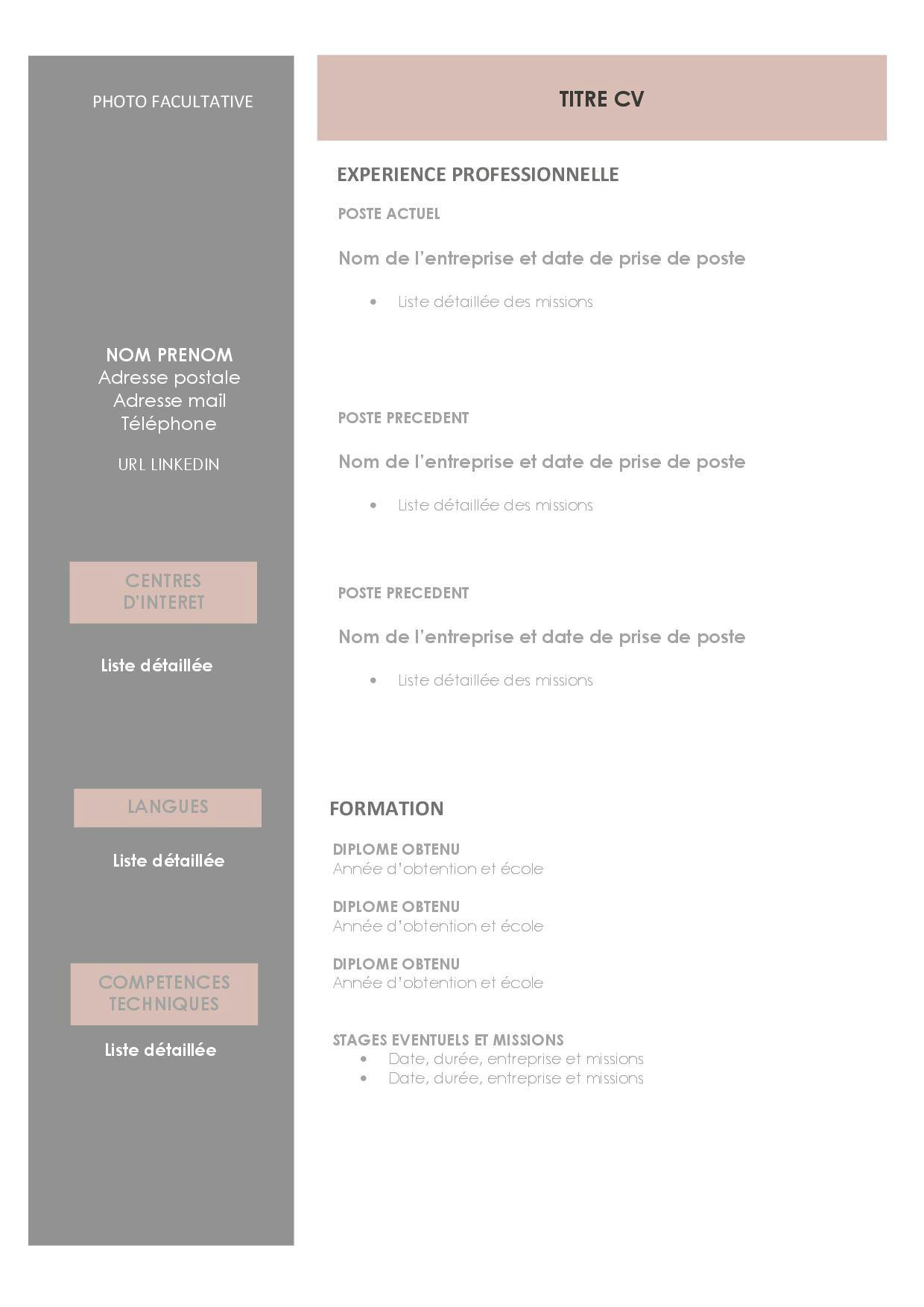 Beau CV tendance fait sur Word