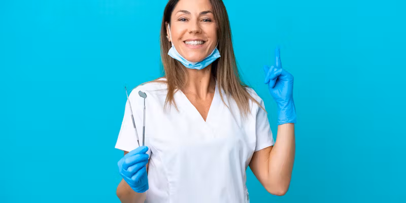Une femme brune et dentiste