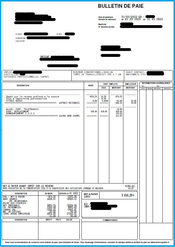 Exemple fiche de paie 2